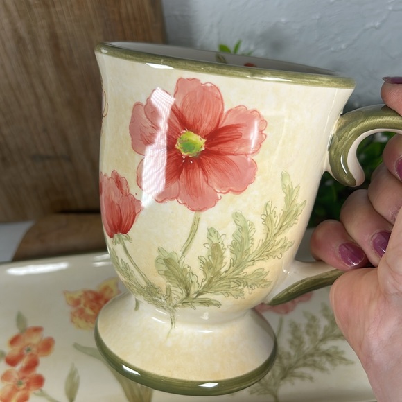 Butterfly Garden Mug Tray Set Stoneware Plate Large Mug Luncheon/Meal Set - Picture 15 of 15